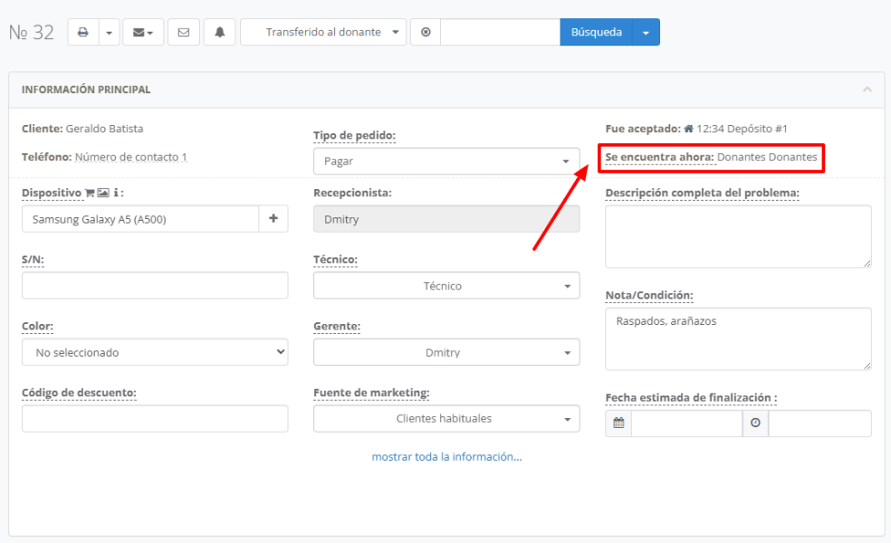 Nuevo almacén del sistema «Donantes» para una contabilidad correcta.