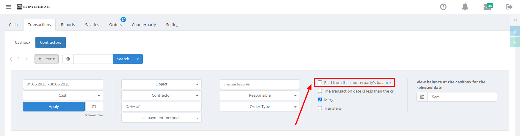 New filter option ‘Paid from client balance’, allowing users to filter transactions paid from the customer's internal balance.