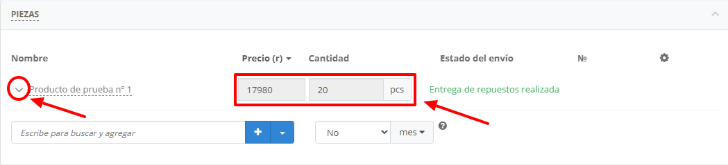 Visualización agrupada de productos en pedidos