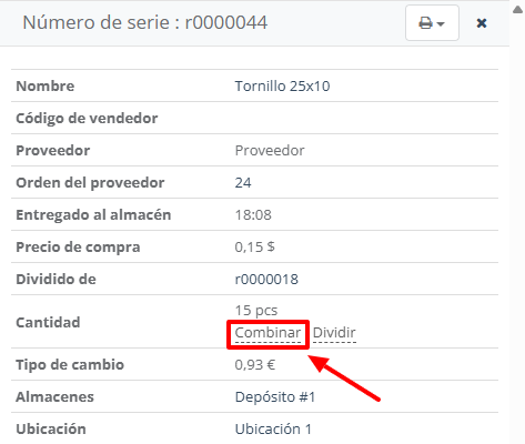 Devolver producto separado al lote original
