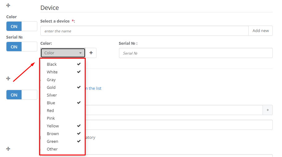 Color Label Configuration for Devices